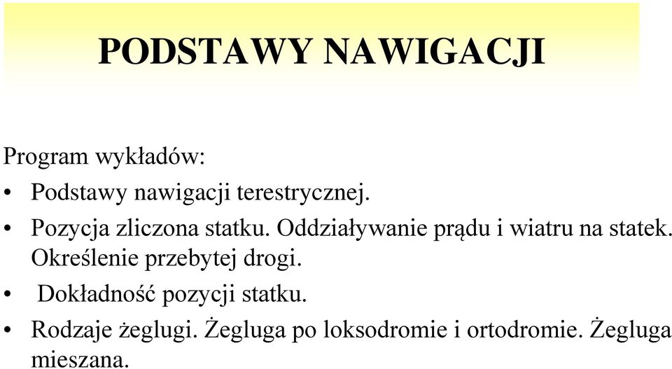 Oddziaływanie prądu i wiatru na statek.