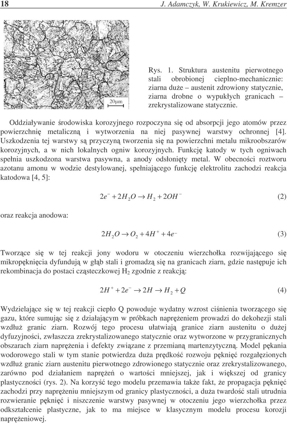 Oddziaływanie rodowiska korozyjnego rozpoczyna si od absorpcji jego atomów przez powierzchni metaliczn i wytworzenia na niej pasywnej warstwy ochronnej [4].