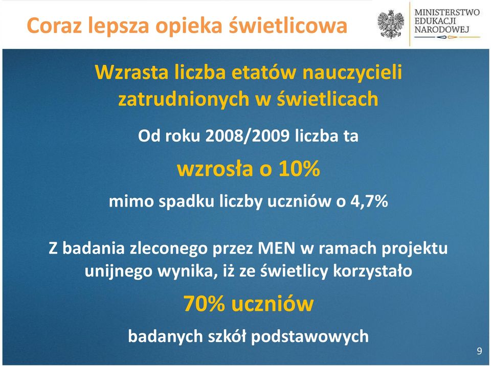 spadku liczby uczniów o,7% Z badania zleconego przez MEN w ramach projektu