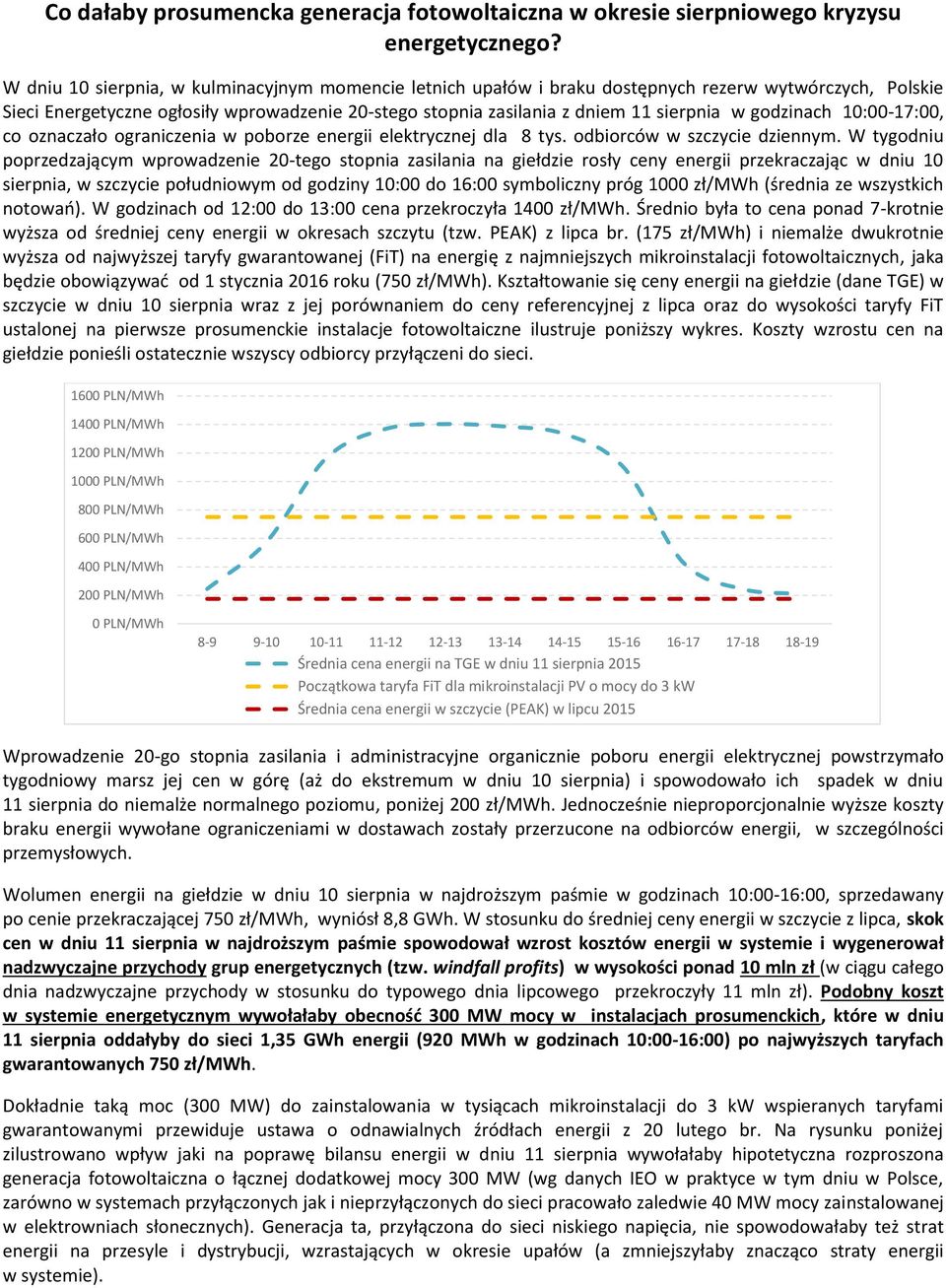 godzinach 10:00-17:00, co oznaczało ograniczenia w poborze energii elektrycznej dla 8 tys. odbiorców w szczycie dziennym.