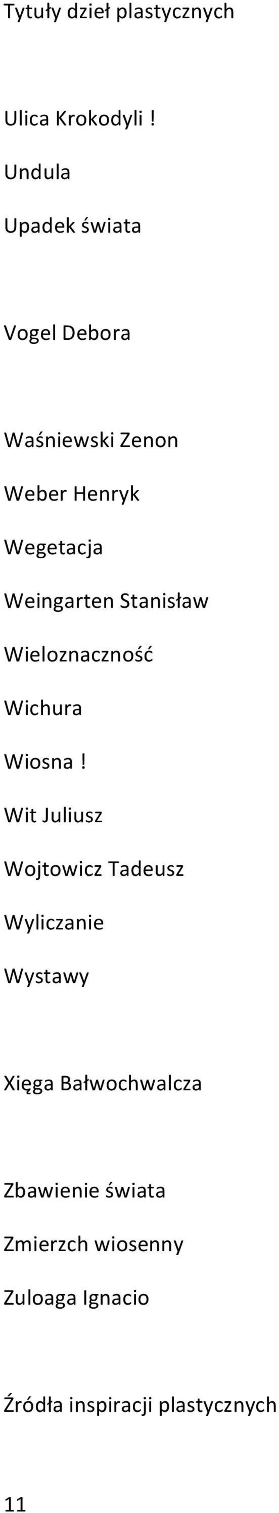 Weingarten Stanisław Wieloznaczność Wichura Wiosna!