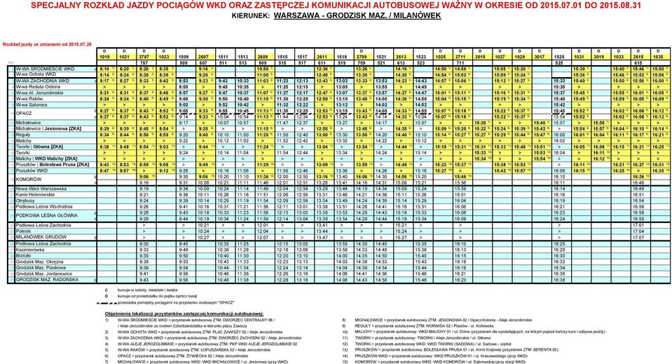 [ZKA] 17 Pruszków WK 18 KOMORÓW 20 Nwa Wieś Warszawska 21 Kanie Helenwskie 22 Otrębusy 24 Pdkwa Leśna Wschdnia 25 POKOWA LEŚNA GŁÓWNA 26 Pdkwa Leśna Zachdnia 27 Plesie 28 MILANÓWEK GRUÓW 26 Pdkwa