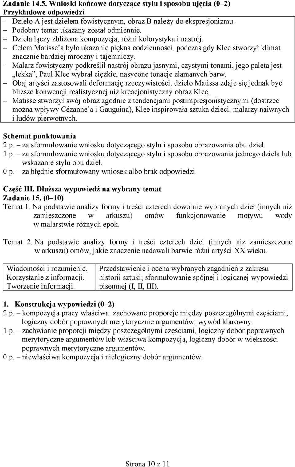 Celem Matisse a było ukazanie piękna codzienności, podczas gdy Klee stworzył klimat znacznie bardziej mroczny i tajemniczy.