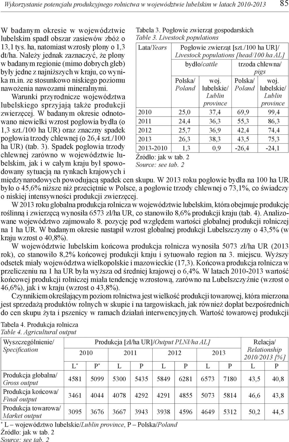 ze stosunkowo niskiego poziomu nawożenia nawozami mineralnymi. Warunki przyrodnicze województwa lubelskiego sprzyjają także produkcji zwierzęcej.