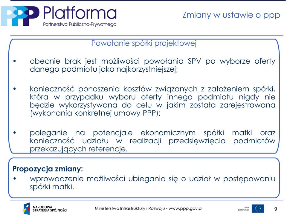 wykorzystywana do celu w jakim została zarejestrowana (wykonania konkretnej umowy PPP); poleganie na potencjale ekonomicznym spółki matki oraz