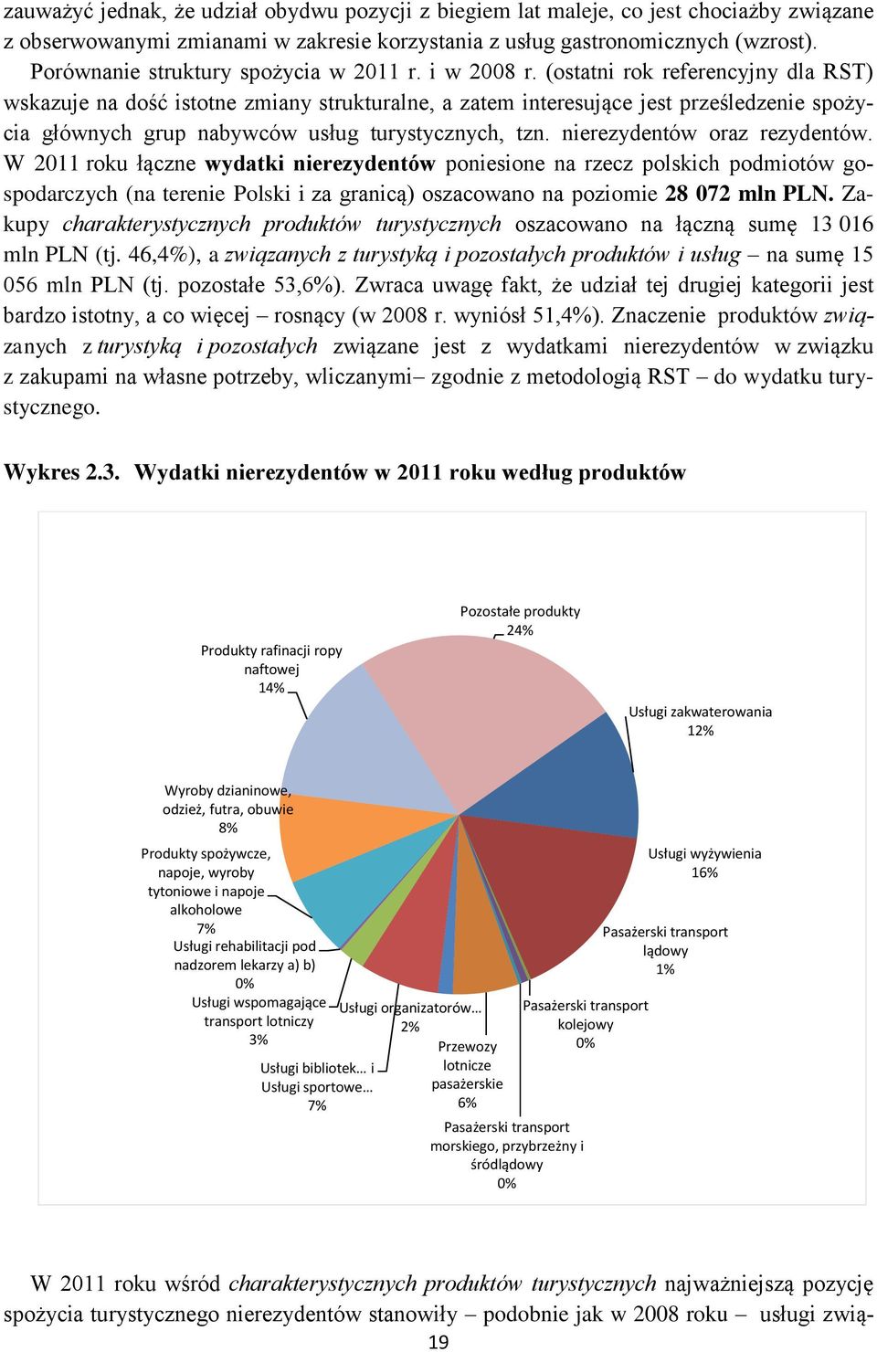 (ostatni rok referencyjny dla RST) wskazuje na dość istotne zmiany strukturalne, a zatem interesujące jest prześledzenie spożycia głównych grup nabywców usług turystycznych, tzn.