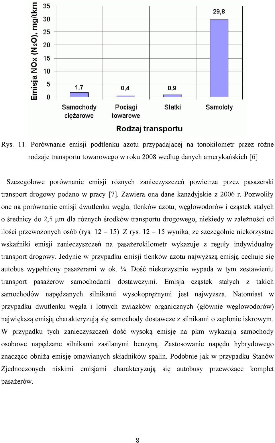 zanieczyszczeń powietrza przez pasażerski transport drogowy podano w pracy [7]. Zawiera ona dane kanadyjskie z 2006 r.