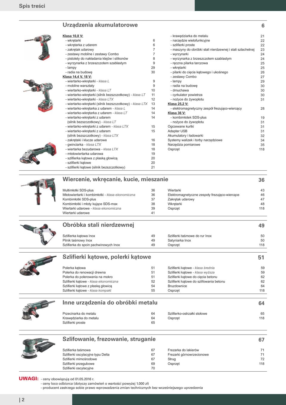 klasa LT - wiertarko-wkrętarki - klasa LTX - wiertarko-wkrętarki (silnik bezszczotkowy) - klasa LTX - wiertarko-wkrętarka z udarem - klasa L - wiertarko-wkrętarka z udarem - klasa LT -