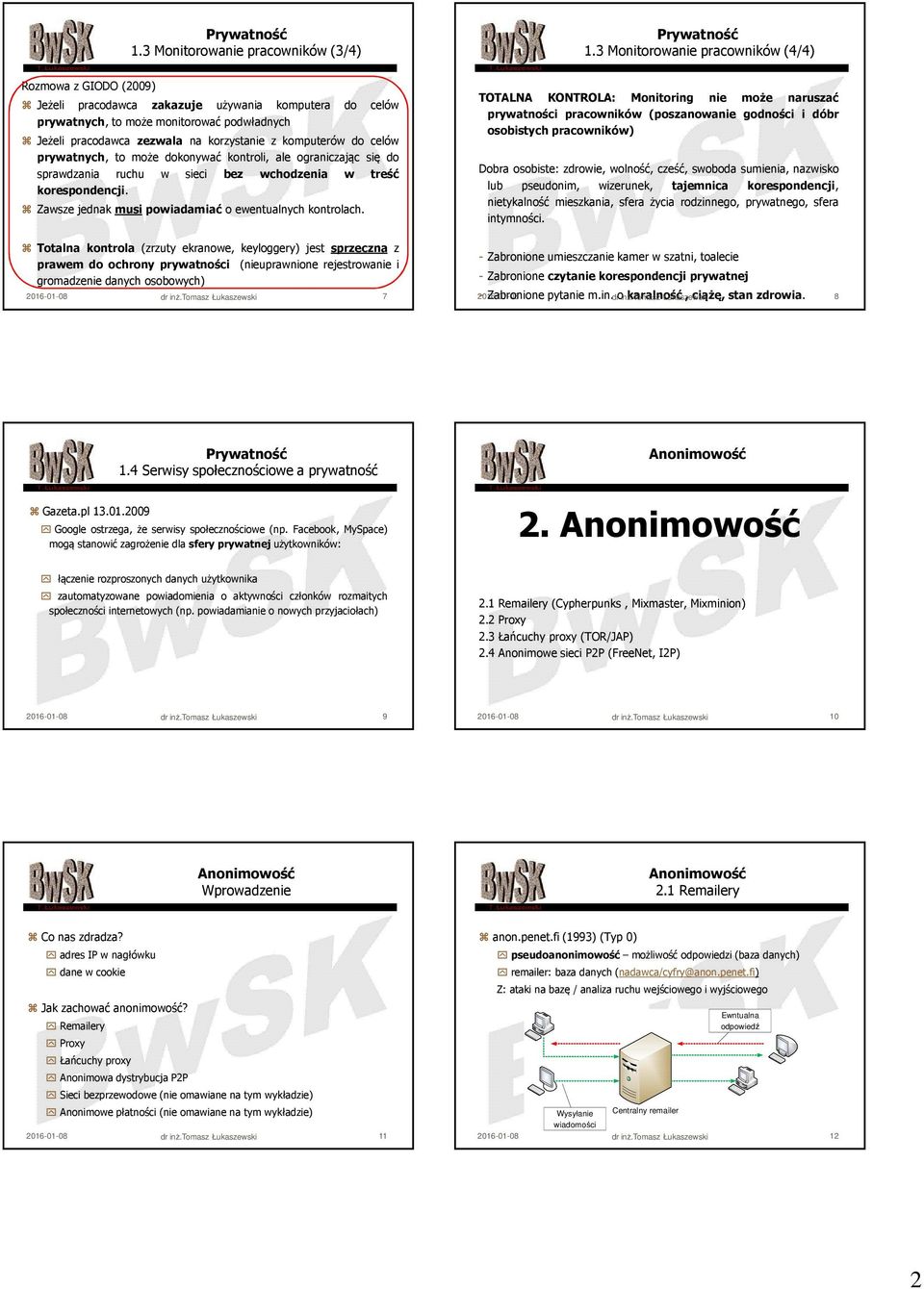 komputerów do celów prywatnych, to może dokonywać kontroli, ale ograniczając się do sprawdzania ruchu w sieci bez wchodzenia w treść korespondencji.