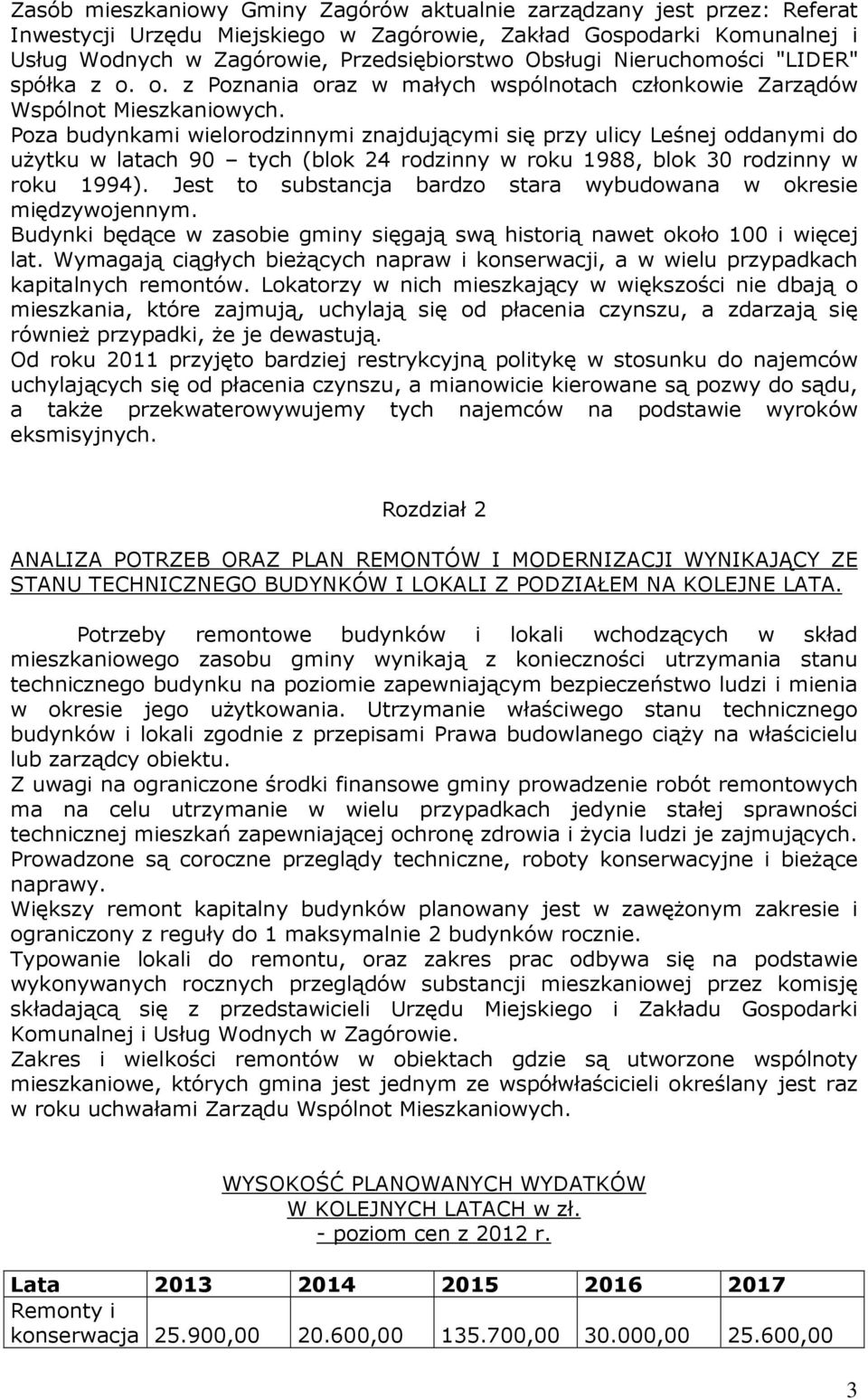 Poza budynkami wielorodzinnymi znajdującymi się przy ulicy Leśnej oddanymi do użytku w latach 90 tych (blok 24 rodzinny w roku 1988, blok 30 rodzinny w roku 1994).