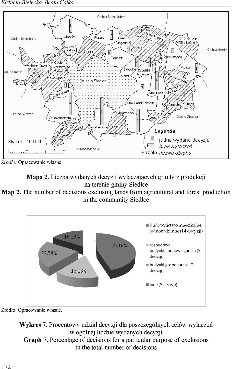 The number of decisions exclusing lands from agricultural and forest production in the community Siedlce Wykres