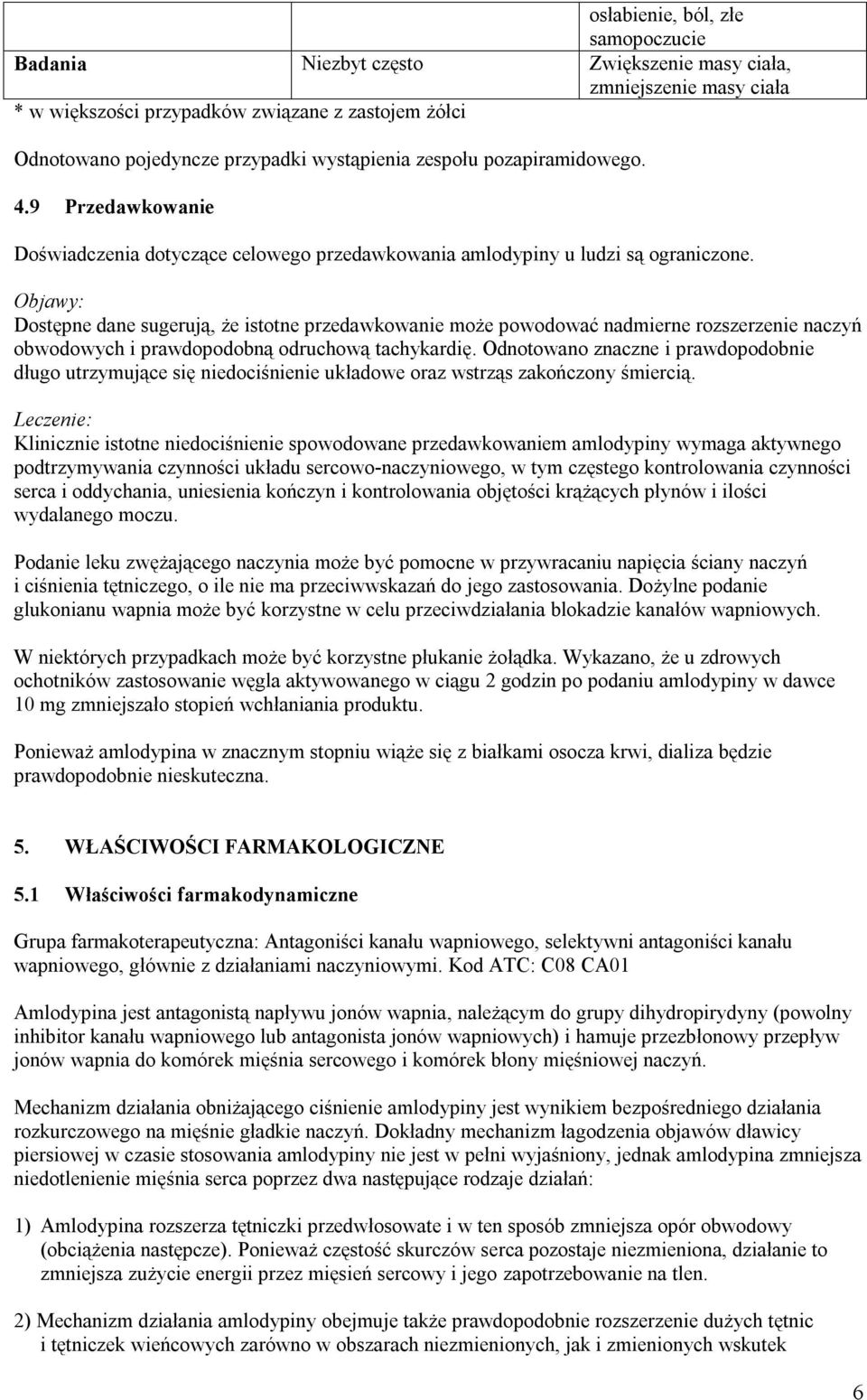 Objawy: Dostępne dane sugerują, że istotne przedawkowanie może powodować nadmierne rozszerzenie naczyń obwodowych i prawdopodobną odruchową tachykardię.