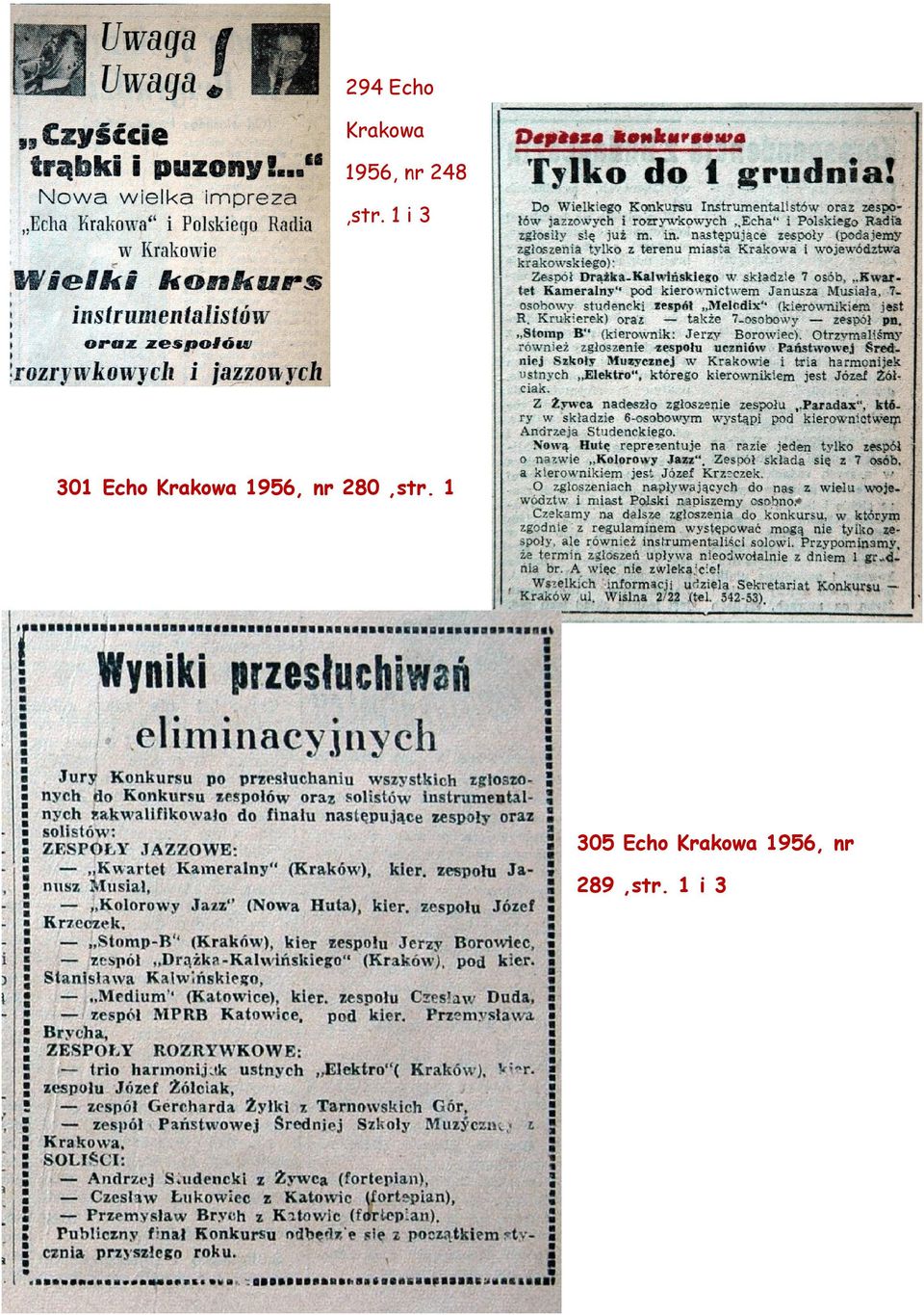 1 i 3 301 Echo Krakowa 1956,