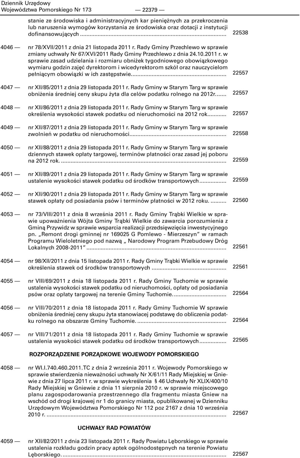 Rady Gminy Przechlewo w sprawie zmiany uchwały Nr 67/XVI/2011 Rady Gminy Przechlewo z dnia 24.10.2011 r.