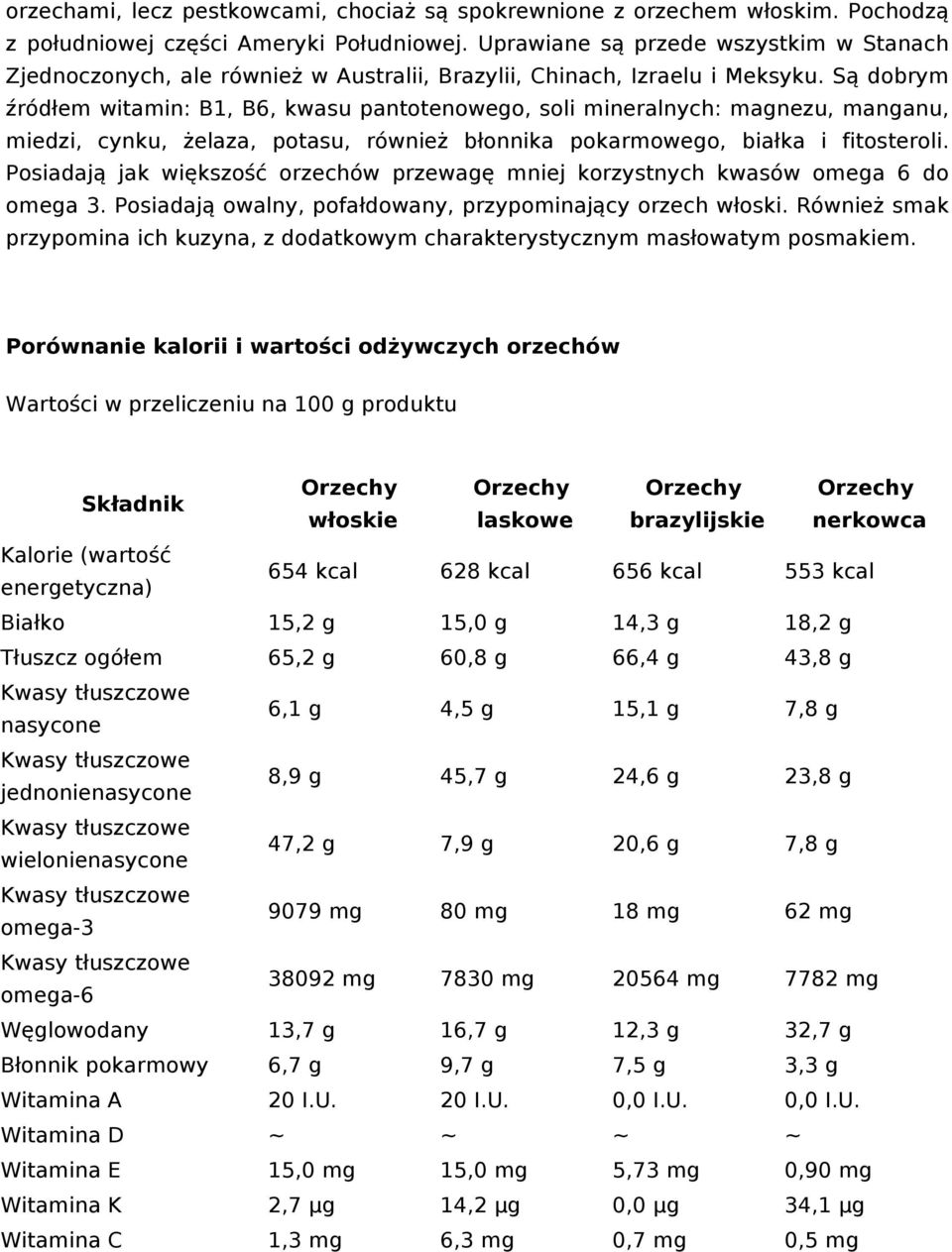 Są dobrym źródłem witamin: B1, B6, kwasu pantotenowego, soli mineralnych: magnezu, manganu, miedzi, cynku, żelaza, potasu, również błonnika pokarmowego, białka i fitosteroli.