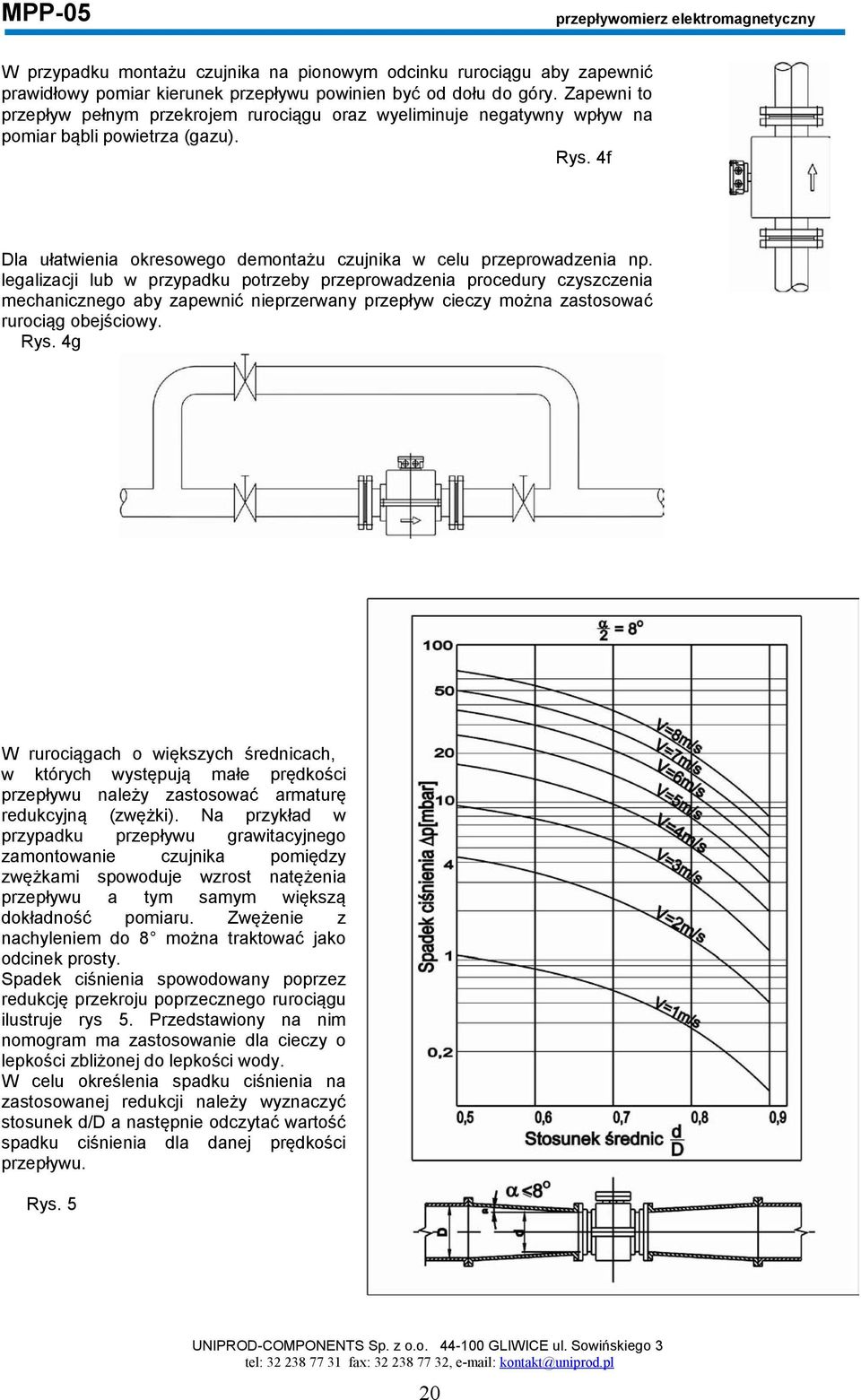 legalizacji lub w przypadku potrzeby przeprowadzenia procedury czyszczenia mechanicznego aby zapewnić nieprzerwany przepływ cieczy można zastosować rurociąg obejściowy. Rys.