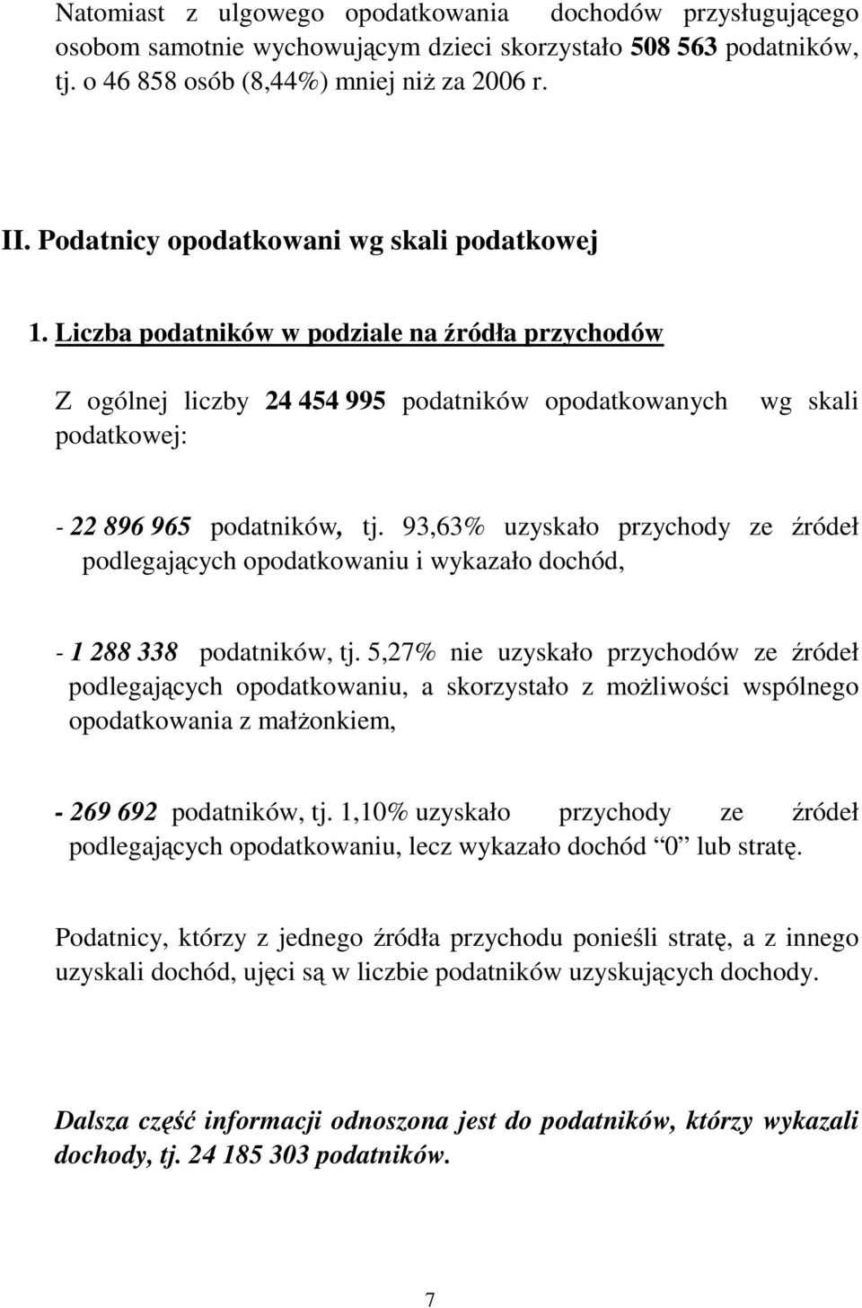 93,63 uzyskało przychody ze źródeł podlegających opodatkowaniu i wykazało dochód, - 1 288 338 podatników, tj.