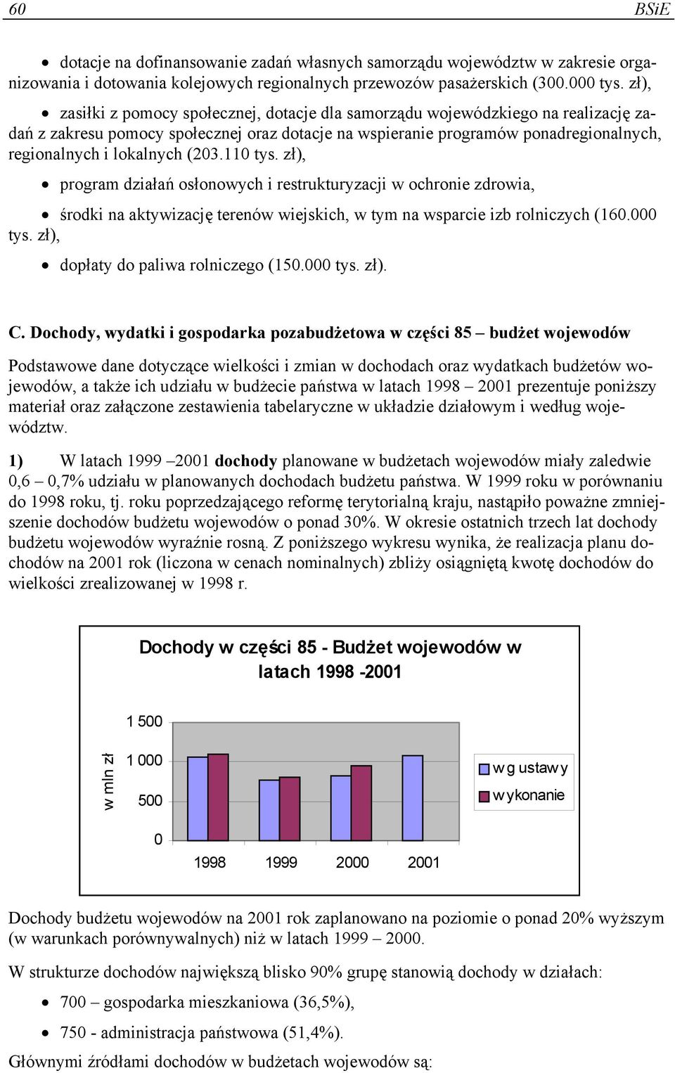 (203.110 tys. zł), program działań osłonowych i restrukturyzacji w ochronie zdrowia, środki na aktywizację terenów wiejskich, w tym na wsparcie izb rolniczych (160.000 tys.