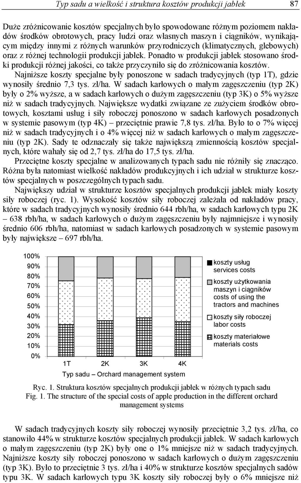 Ponadto w produkcji jabłek stosowano środki produkcji różnej jakości, co także przyczyniło się do zróżnicowania kosztów.