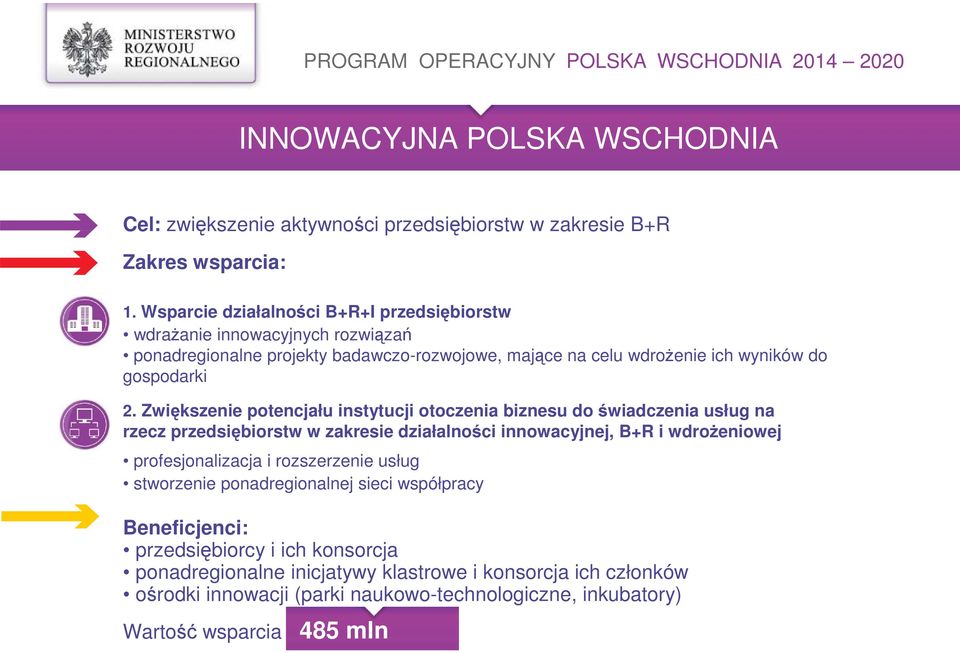 Zwiększenie potencjału instytucji otoczenia biznesu do świadczenia usług na rzecz przedsiębiorstw w zakresie działalności innowacyjnej, B+R i wdroŝeniowej profesjonalizacja i