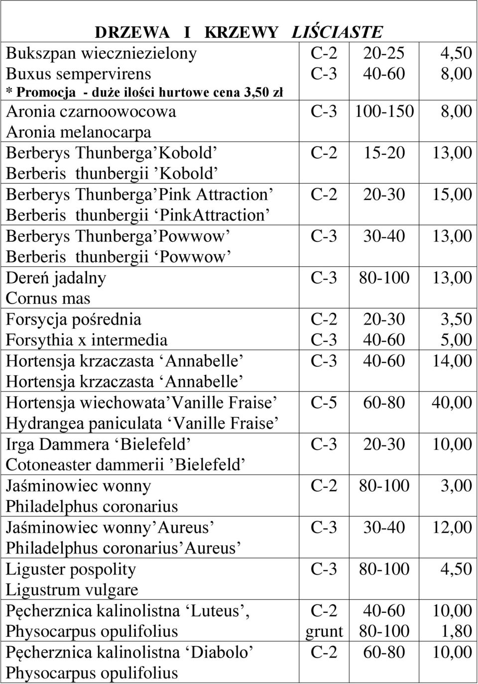 intermedia Hortensja krzaczasta Annabelle Hortensja krzaczasta Annabelle Hortensja wiechowata Vanille Fraise Hydrangea paniculata Vanille Fraise Irga Dammera Bielefeld Cotoneaster dammerii Bielefeld