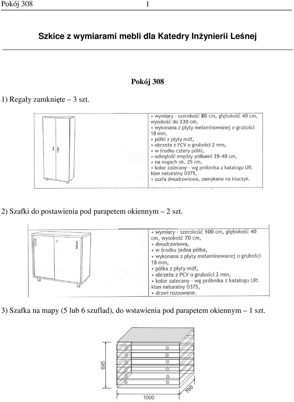 Pokój 308 2) Szafki do postawienia pod parapetem okiennym 2