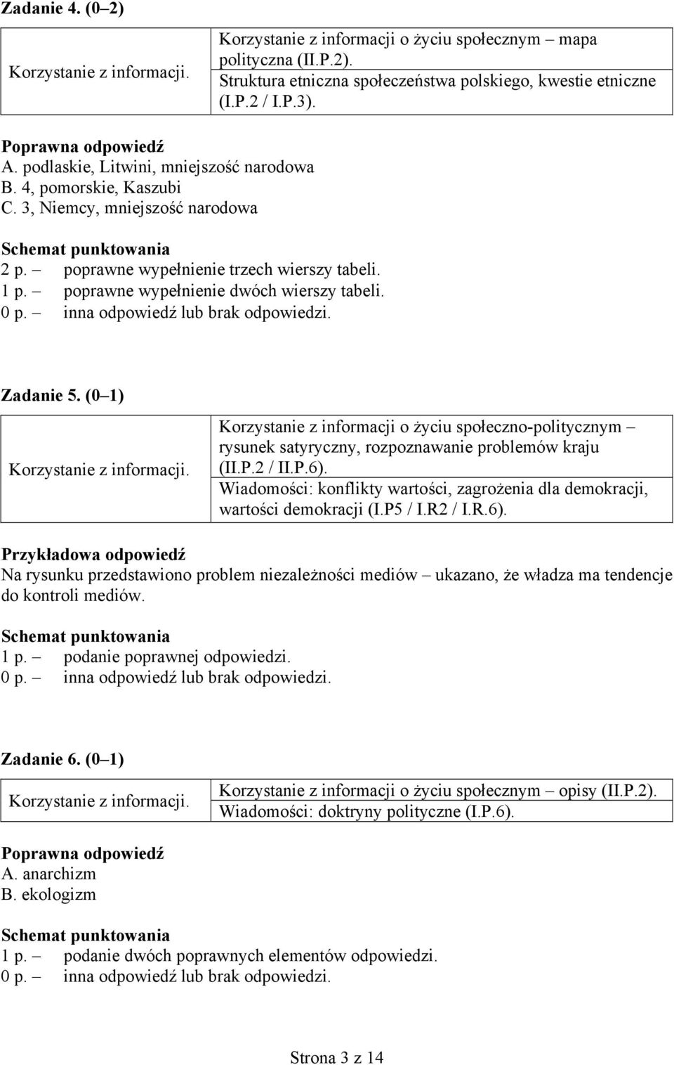 Zadanie 5. (0 1) Korzystanie z informacji o życiu społeczno-politycznym rysunek satyryczny, rozpoznawanie problemów kraju (II.P.2 / II.P.6).