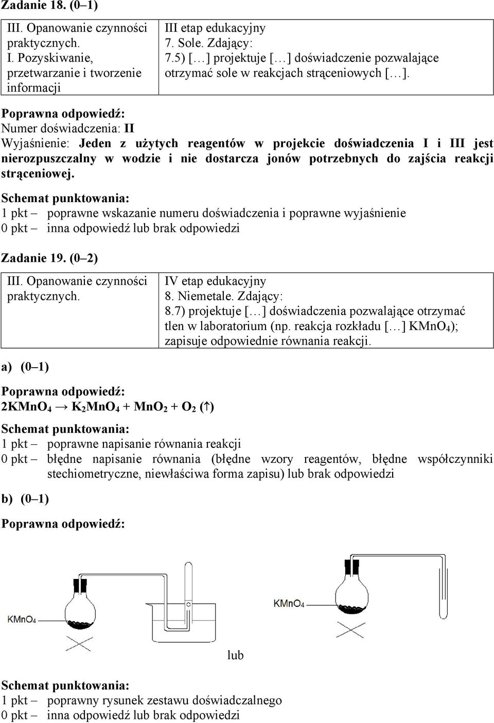 Numer doświadczenia: II Wyjaśnienie: Jeden z użytych reagentów w projekcie doświadczenia I i III jest nierozpuszczalny w wodzie i nie dostarcza jonów potrzebnych do zajścia reakcji strąceniowej.