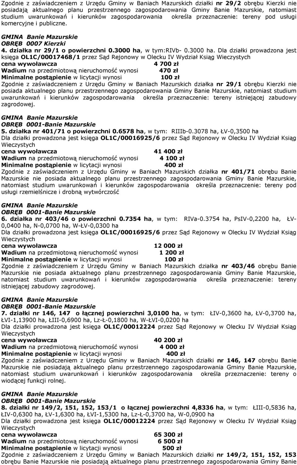 w tym:rivb- 0.3000 ha.