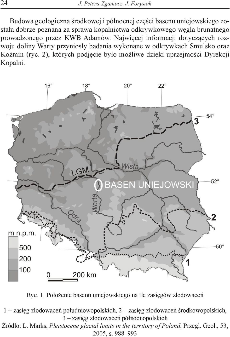 KWB Adamów. Najwięcej informacji dotyczących rozwoju doliny Warty przyniosły badania wykonane w odkrywkach Smulsko oraz Koźmin (ryc.