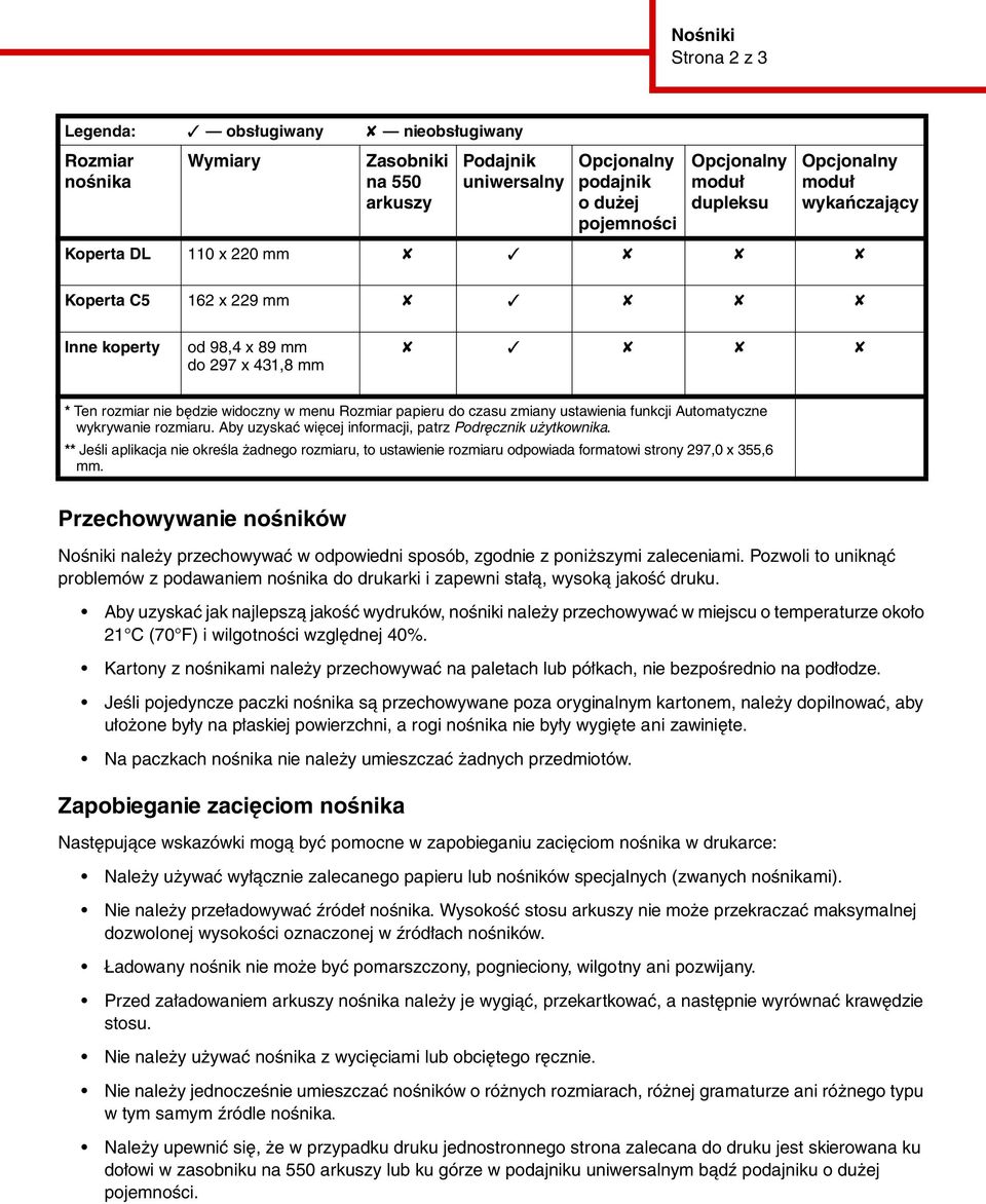 ustawienia funkcji Automatyczne wykrywanie rozmiaru. Aby uzyskać więcej informacji, patrz Podręcznik użytkownika.