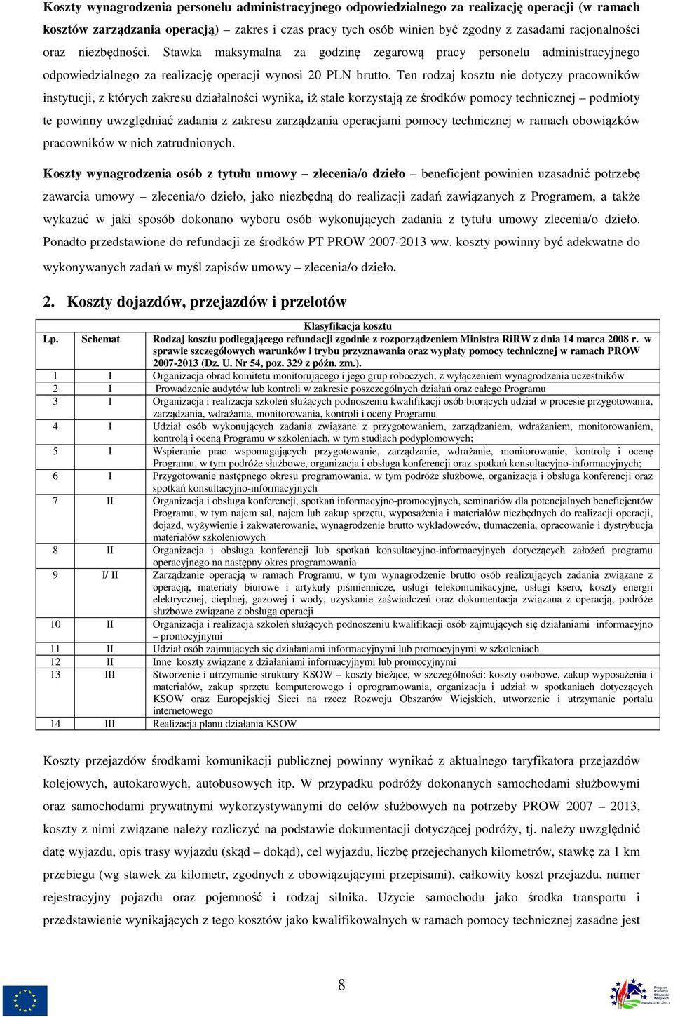 Ten rodzaj kosztu nie dotyczy pracowników instytucji, z których zakresu działalności wynika, iż stale korzystają ze środków pomocy technicznej podmioty te powinny uwzględniać zadania z zakresu