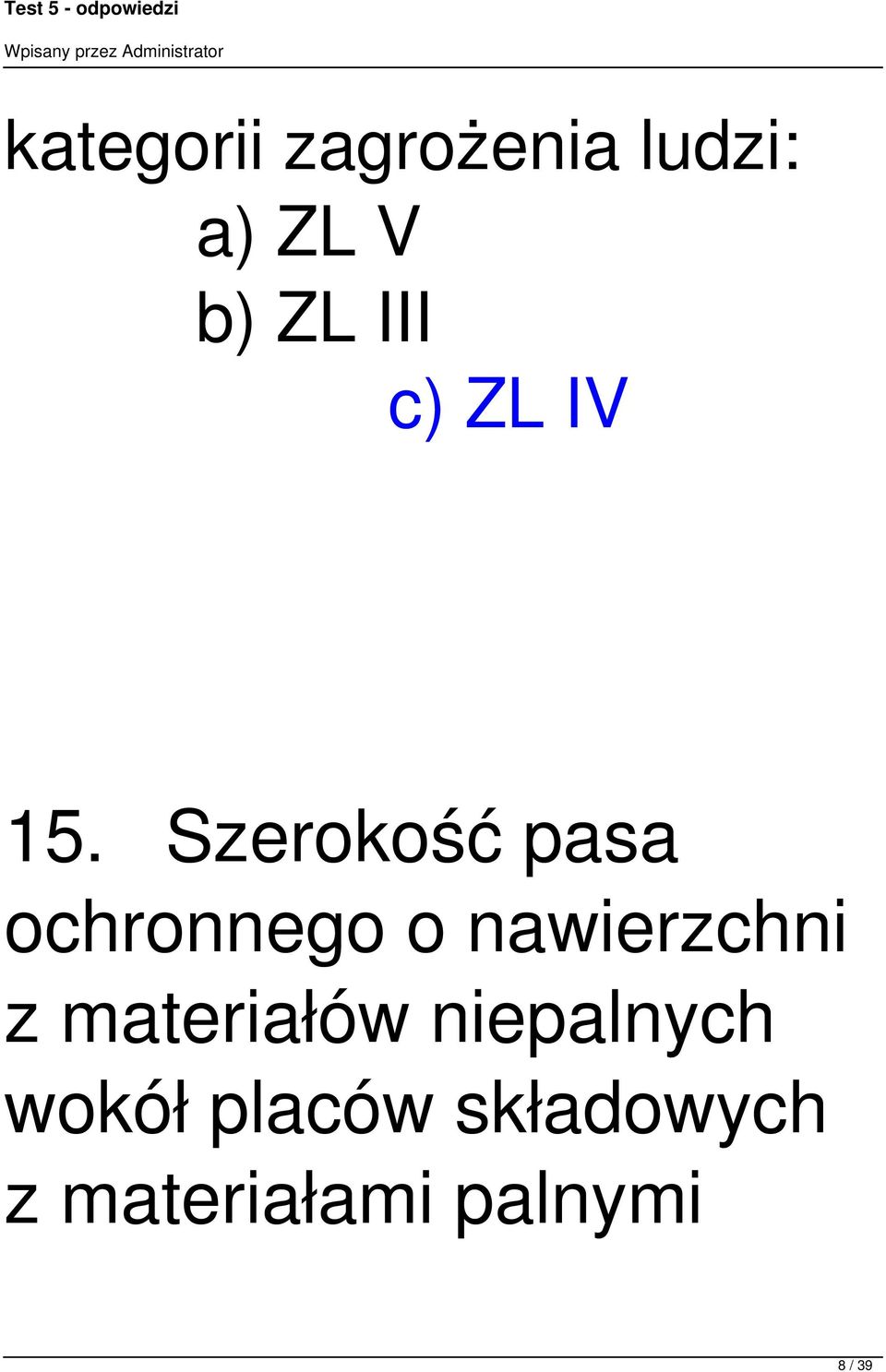 Szerokość pasa ochronnego o nawierzchni z