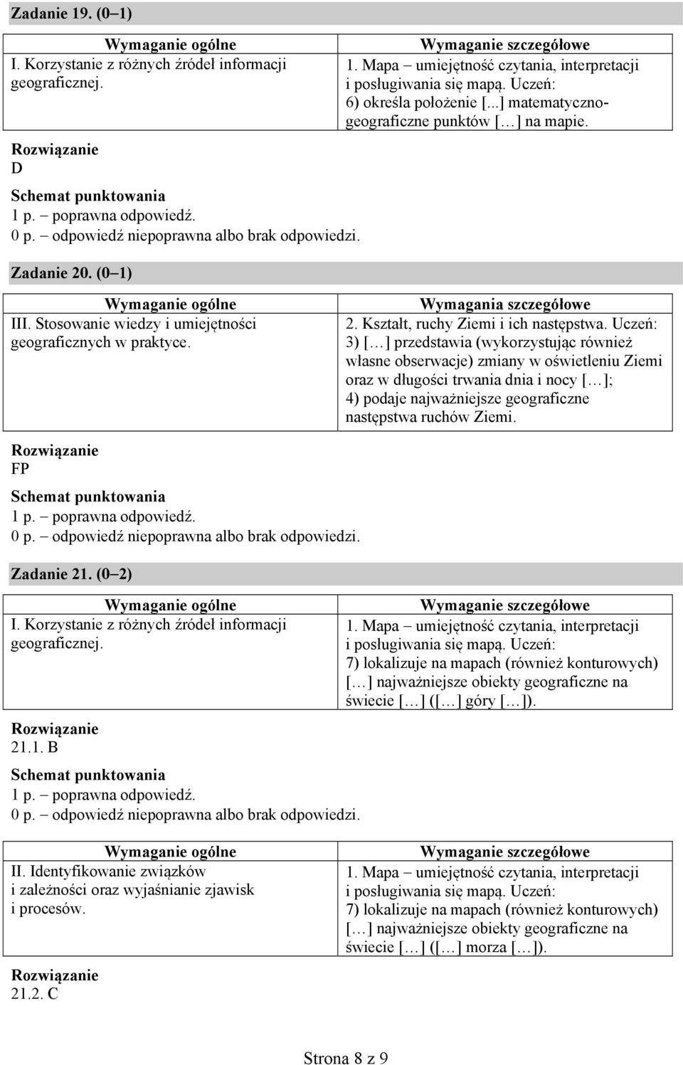 Uczeń: 3) [ ] przedstawia (wykorzystując również własne obserwacje) zmiany w oświetleniu Ziemi oraz w długości trwania dnia i nocy [ ]; 4) podaje najważniejsze geograficzne następstwa ruchów Ziemi.