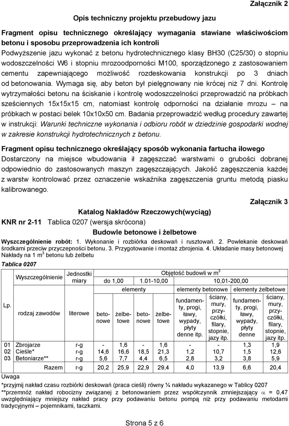 dniach od betonowania. Wymaga się, aby beton był pielęgnowany nie krócej niż 7 dni.