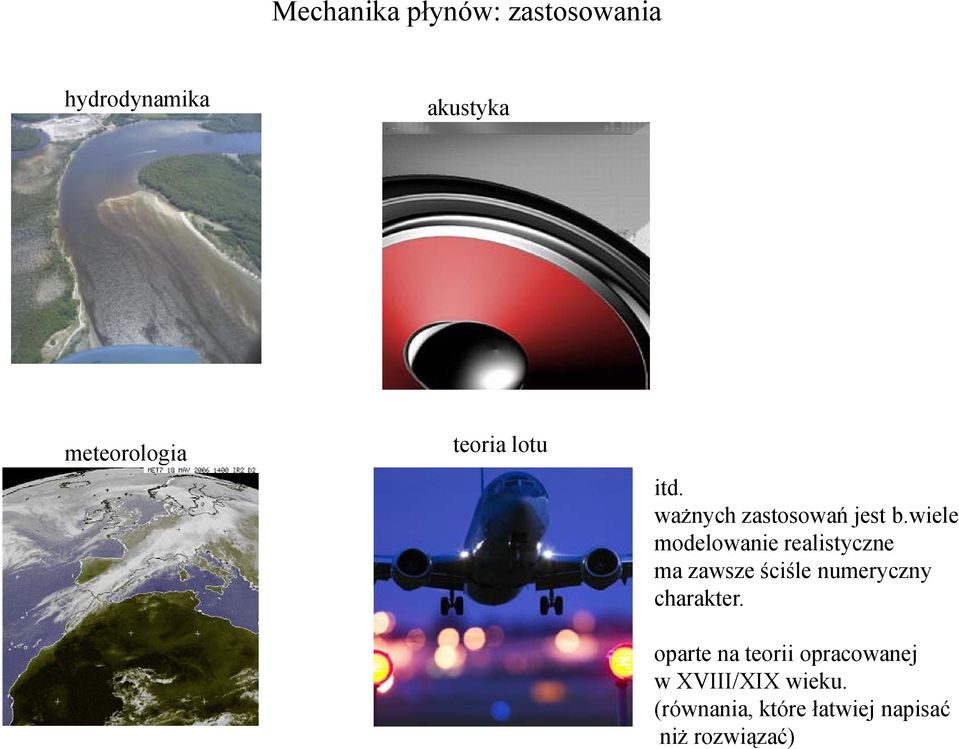 wiele modelowanie realistyczne ma zawsze ściśle numeryczny charakter.