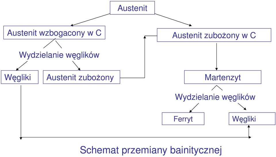 Austenit zubożony Martenzyt Wydzielanie