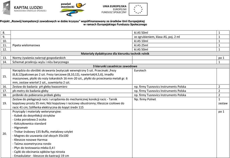 Przecinaki,frezy Eurotech 15. (6,8,12)palcowe po 2 szt. Frezy tarczowe (8,10,12), nawiertak(4,5,6), imadło maszynowe, płytki do noży tokarskich 16 mm-20 szt., płytki do przecinania metali gr.