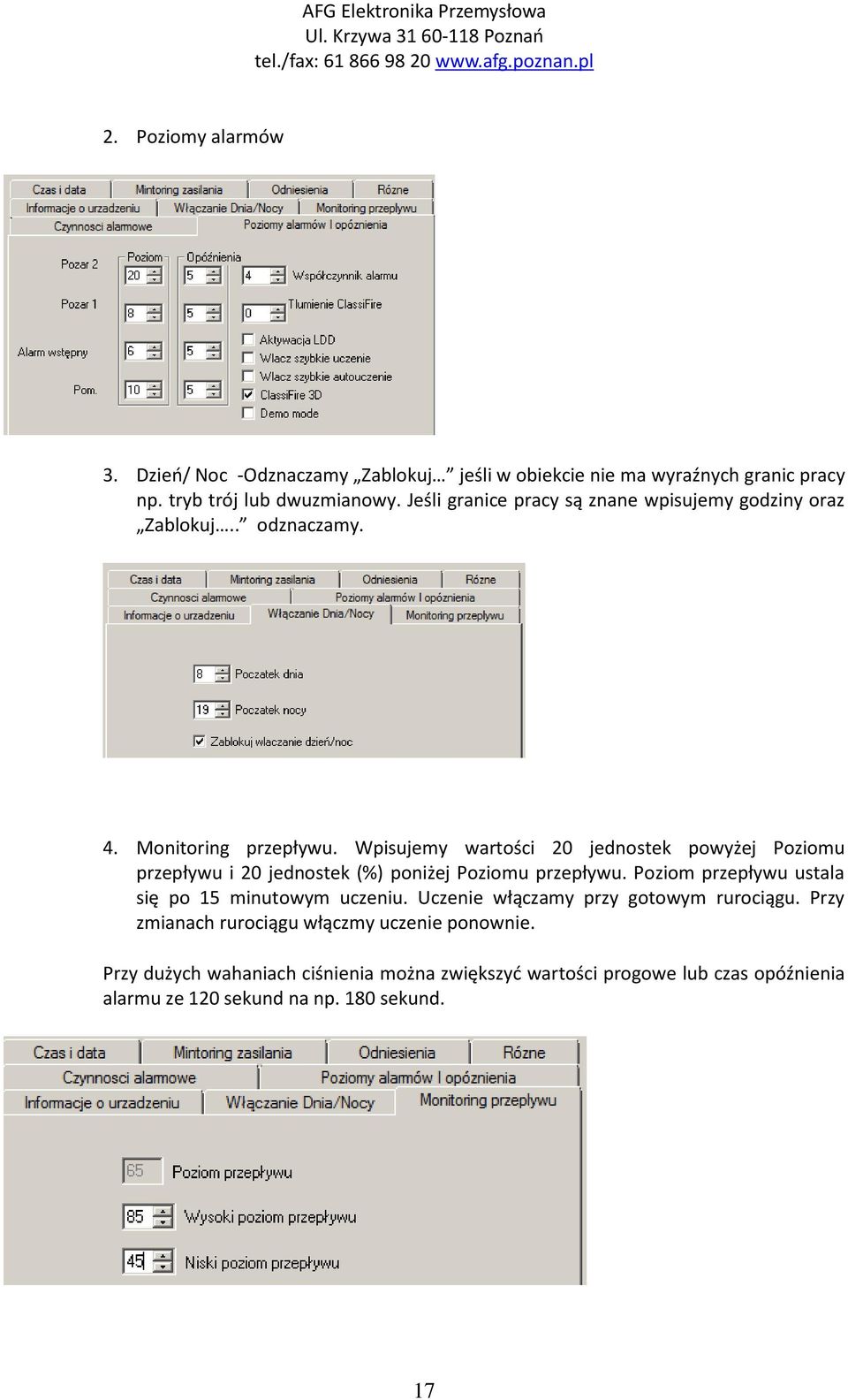 Wpisujemy wartości 20 jednostek powyżej Poziomu przepływu i 20 jednostek (%) poniżej Poziomu przepływu.