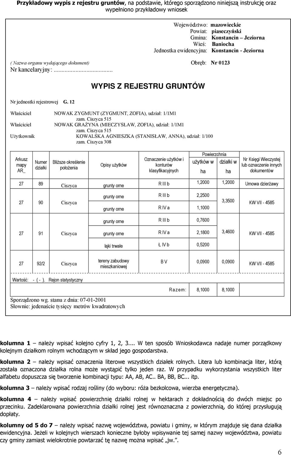 12 Właściciel NOWAK ZYGMUNT (ZYGMUNT, ZOFIA), udział: 1/1M1 zam. Ciszyca 515 Właściciel NOWAK GRAŻYNA (MIECZYSŁAW, ZOFIA), udział: 1/1M1 zam.