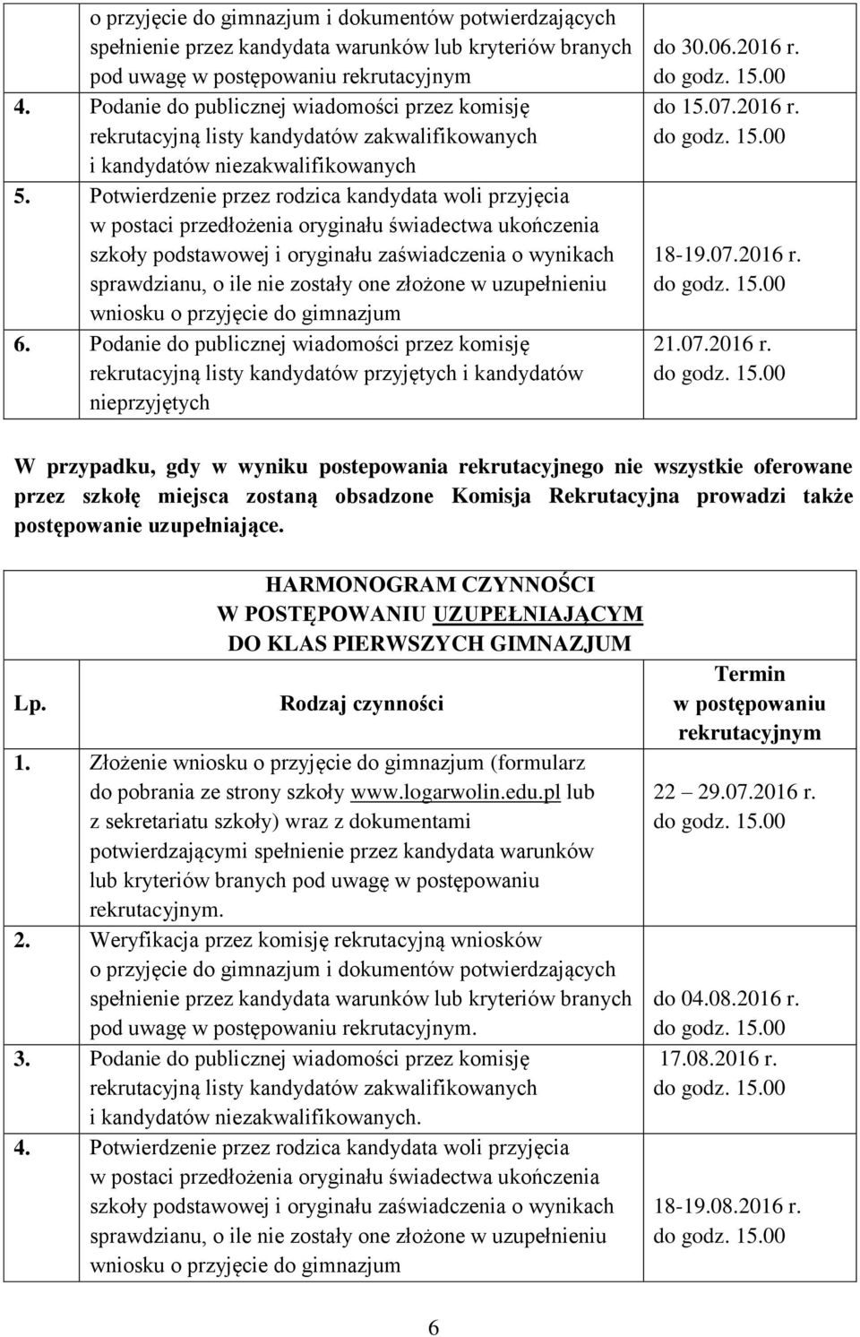 Potwierdzenie przez rodzica kandydata woli przyjęcia w postaci przedłożenia oryginału świadectwa ukończenia szkoły podstawowej i oryginału zaświadczenia o wynikach sprawdzianu, o ile nie zostały one