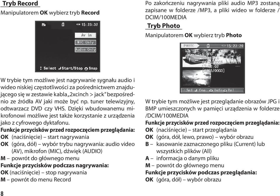 może być np. tuner telewizyjny, odtwarzacz DVD czy VHS. Dzięki wbudowanemu mikrofonowi możliwe jest także korzystanie z urządzenia jako z cyfrowego dyktafonu.