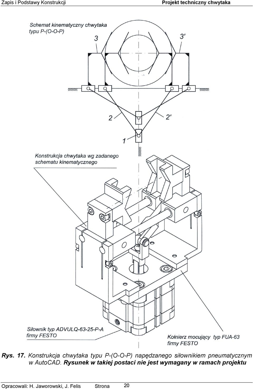 siłownikiem pneumatycznym w AutoCAD.