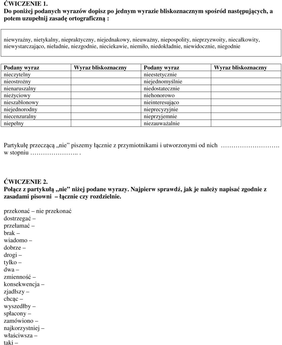 niepospolity, nieprzyzwoity, niecałkowity, niewystarczająco, nieładnie, niezgodnie, nieciekawie, niemiło, niedokładnie, niewidocznie, niegodnie Podany wyraz Wyraz bliskoznaczny Podany wyraz Wyraz