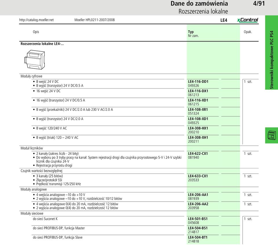 0 A LE4-108-XR1 051324 8 (tranzystor) 24 V DC/2.