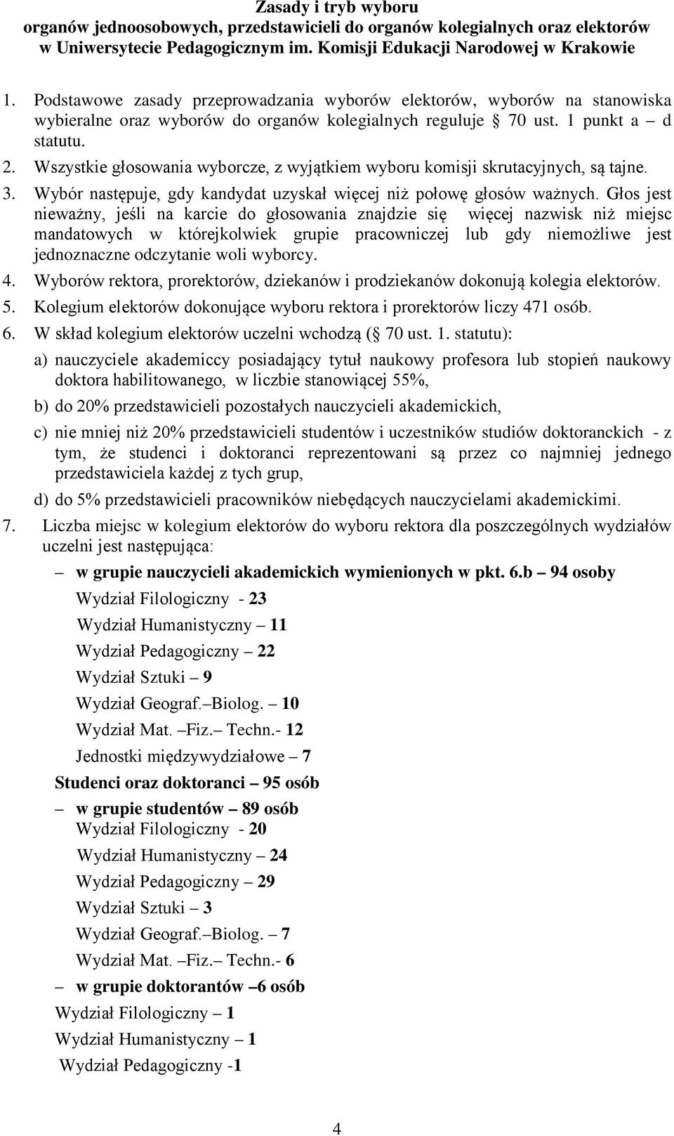 Wszystkie głosowania wyborcze, z wyjątkiem wyboru komisji skrutacyjnych, są tajne. 3. Wybór następuje, gdy kandydat uzyskał więcej niż połowę głosów ważnych.