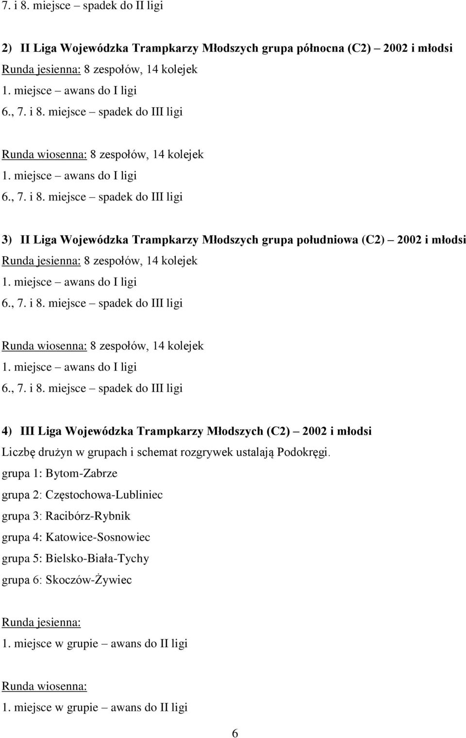 południowa (C2) 2002 i młodsi 4) III Liga Wojewódzka