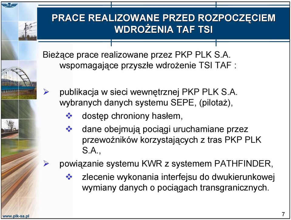 przewoźników korzystających z tras PKP PLK S.A.