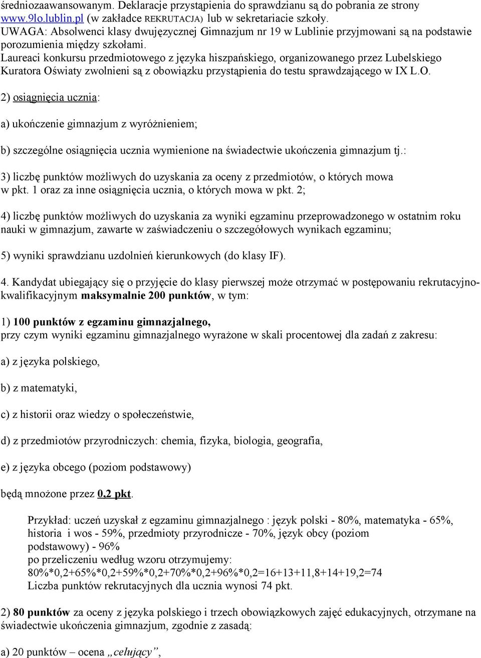 Laureaci konkursu przedmiotowego z języka hiszpańskiego, organizowanego przez Lubelskiego Kuratora Oś