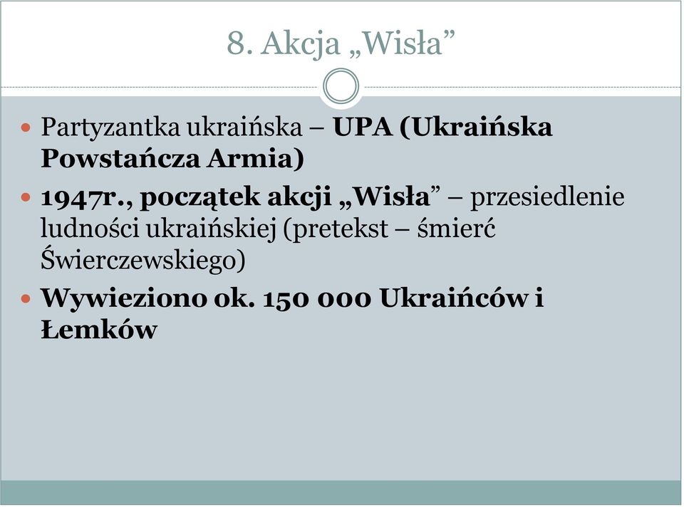 , początek akcji Wisła przesiedlenie ludności